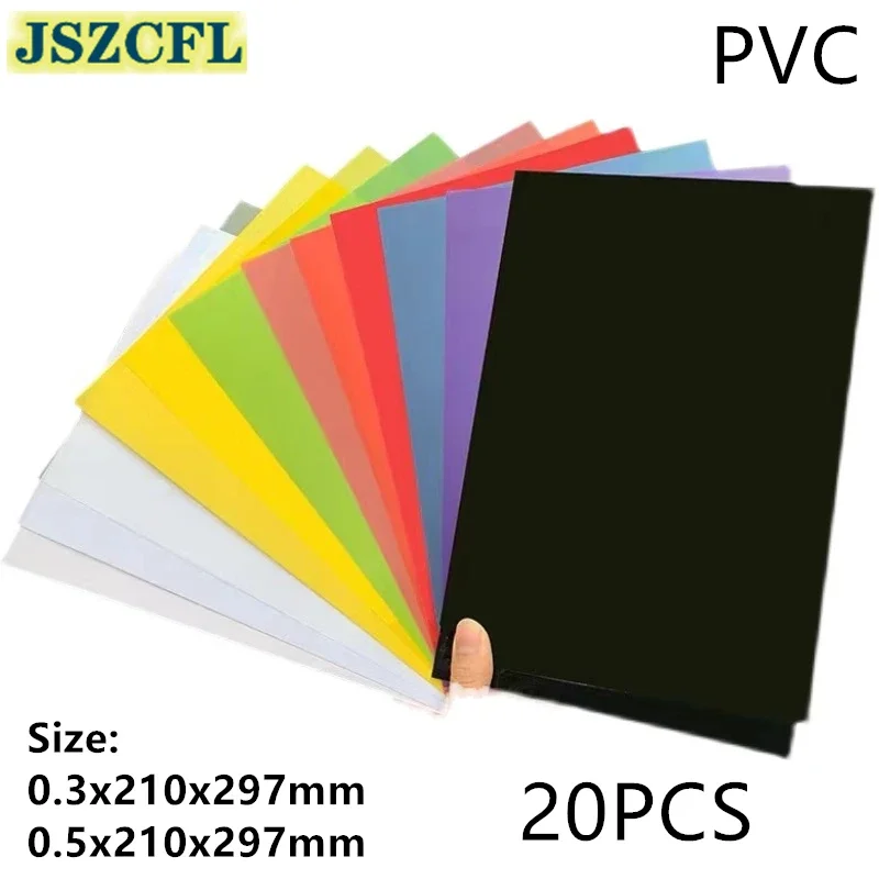 20pcs A4 210x297mm 0.3/0.5mm Colors Pvc Heat Transfer Vinyl Film T-shirt Iron On Htv Printing Crop Number Pattern Color Card