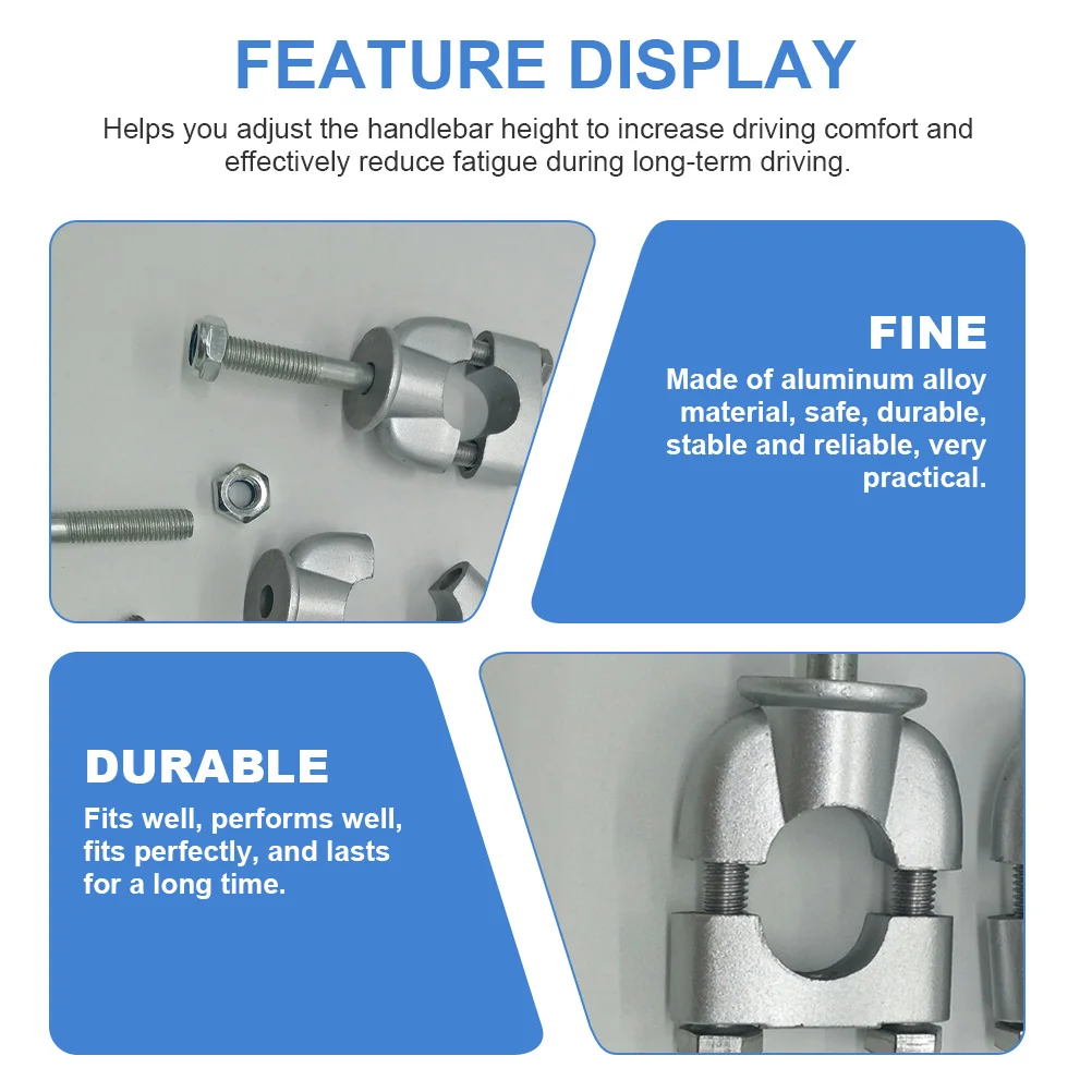 

2pcs Motorcycle Handlebar Riser Clamp Alloy Mounting Bracket For Height Adjustment Durable Motorbike Bar Connector Pivoting