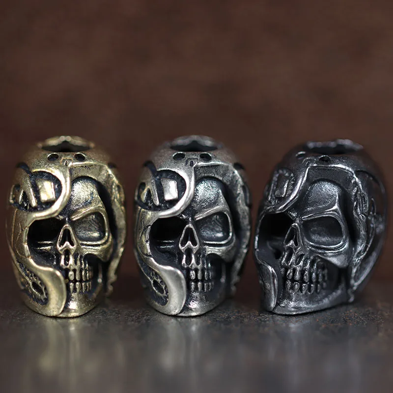 Skull Head Helmet Brass Knife Beads EDC DIY Paracord Woven Bracelets Lanyard Pendants Accessories Outdoor Tool Hangings Charms ﻿