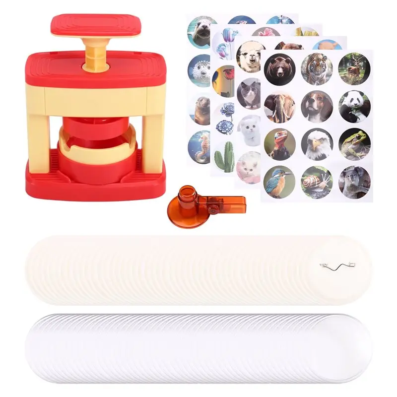 

Premium-Badge Maker For Kids, Portable Badge Punch Kit With 48 Patterns, DIY Pin Button Badge Maker Machine