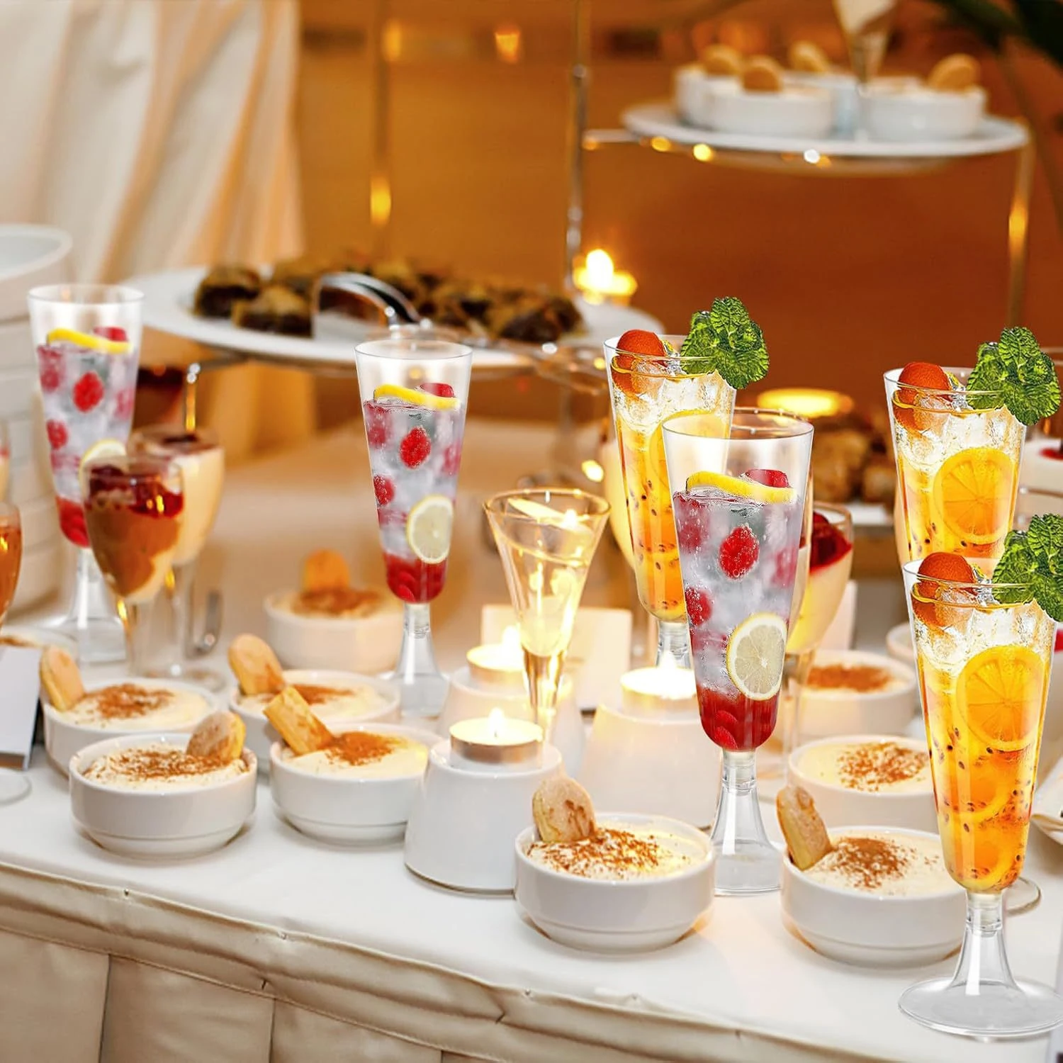 

Clear Plastic Champagne Flutes 5.5 Oz - Elegant Disposable Toasting Glasses For Wedding Party Birthday Graduation Decorations