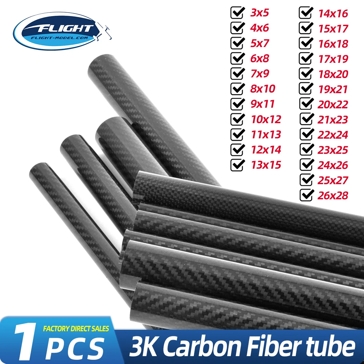 Rura z włókna węglowego 3K Długość 500 mm Średnica 10 mm 12 mm 14 mm 16 mm 18 mm 22 mm 24 mm 26 mm 28 mm 30 mm 32 mm do modeli samolotów RC