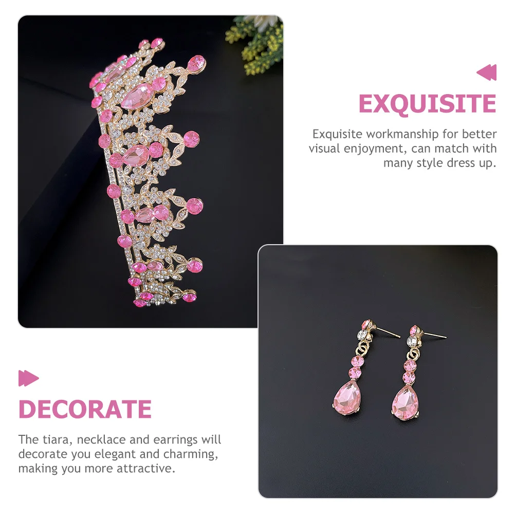 

1Set Bridal Jewelry Set Tiara Necklace Earrings Rhinestone Crystal Wedding Party Accessories Wedding Jewelry for Bride