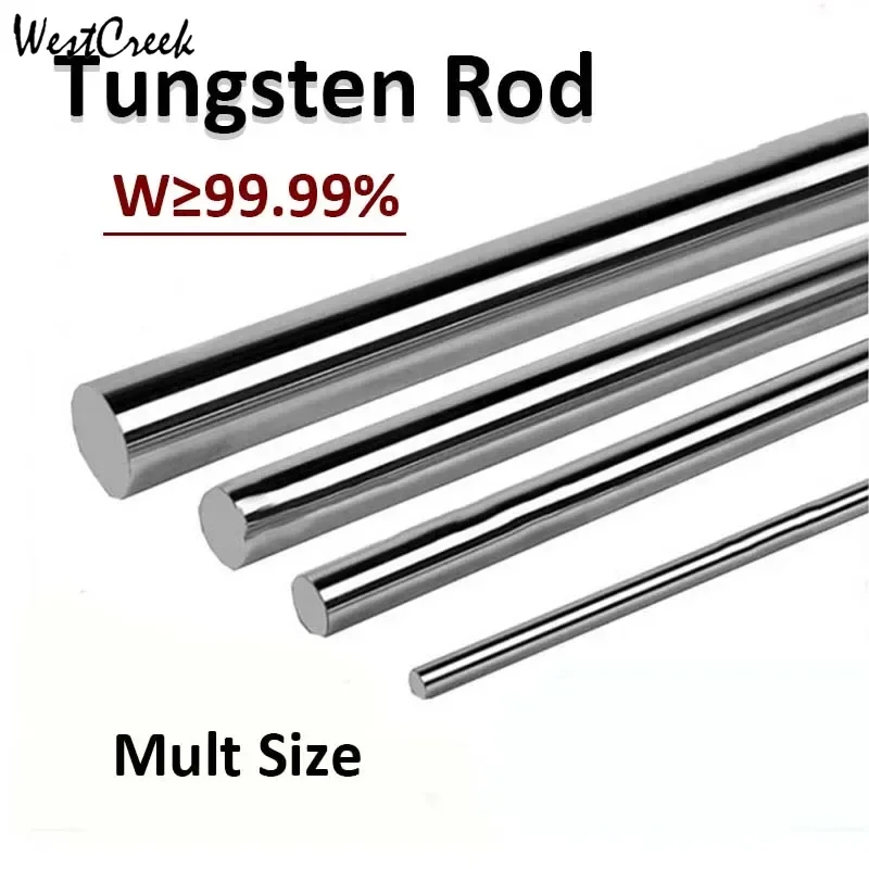 WESTCREEK 1pcs Pure Tungsten Rod 1mm to 15mm Hard Metal Electrode Wear-resistant Wolfram Engraving Steel Bar Molds Instruments