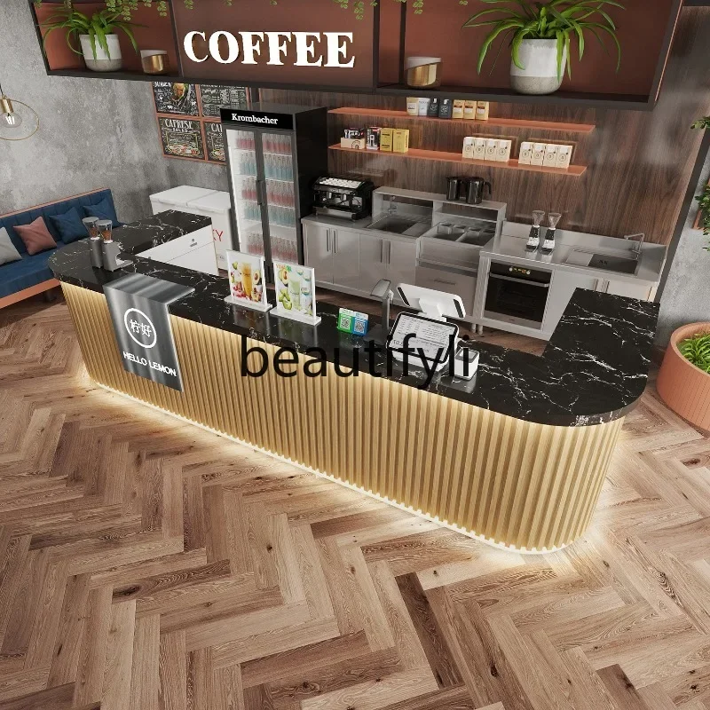 

zzqMilk Tea Cashier Counter Cake Flower Shop Dezzert Shop Marble Pattern Coffee Shop Bar Table Customization