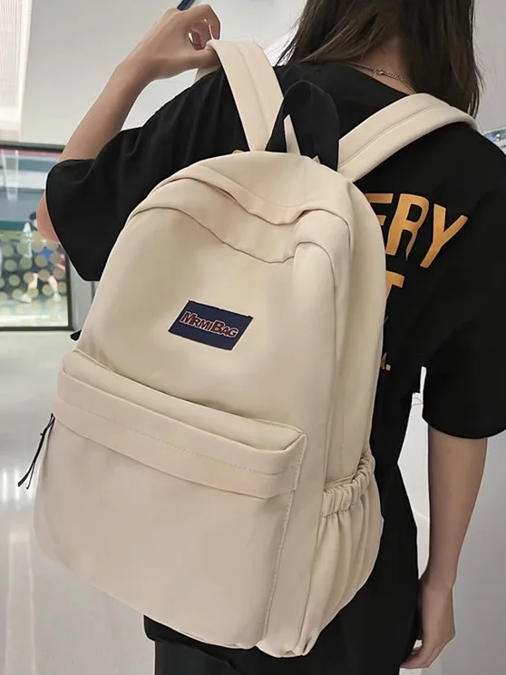 

New Upaded High Capaci Retro Single Color Casual College Student Bapa Simplified Retro Double oulder Bag for Junior...