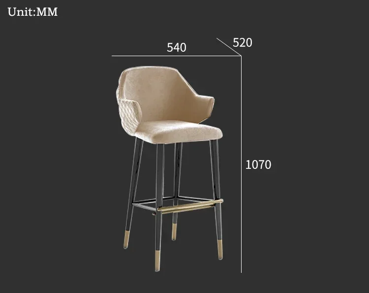 Factory custom Nordic style wooden fabric solid dining chair with handrail light lounge high foot stool for home bar dining room