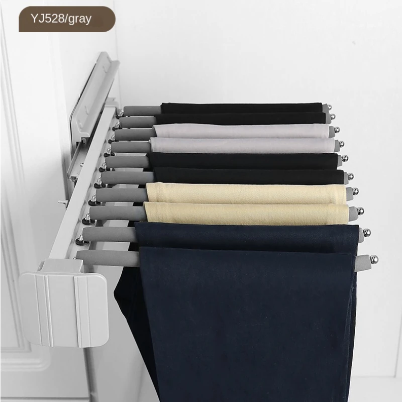 Wardrobe Top-Mounted Trousers Rack Pants-Drawer Aluminum Alloy+ABS Pants Pull Rack Hanging Pants Slide