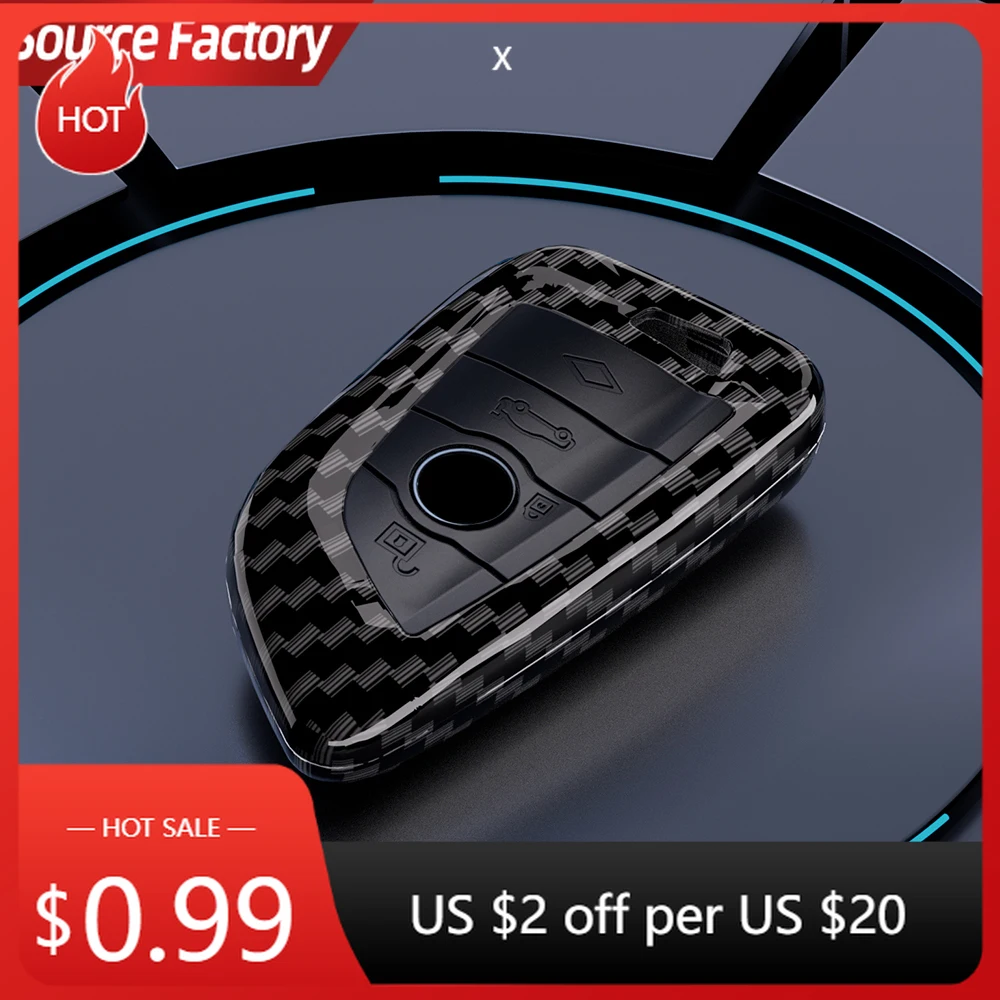 

Car Stickers ABS Carbon Fiber Car Key Case Cover For BMW X1 X3 X5 X6 X7 F30 F34 F10 F20 G20 G30 G01 G02 G05 F15 F16 1 2 3 5