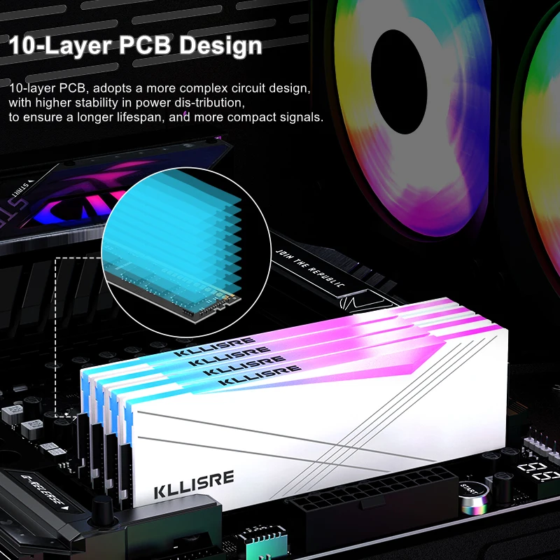 Kllisre ram DDR4 8GB 16GB RGB Memória 3200MHz 1.35V desktop dimm Alta Compatível