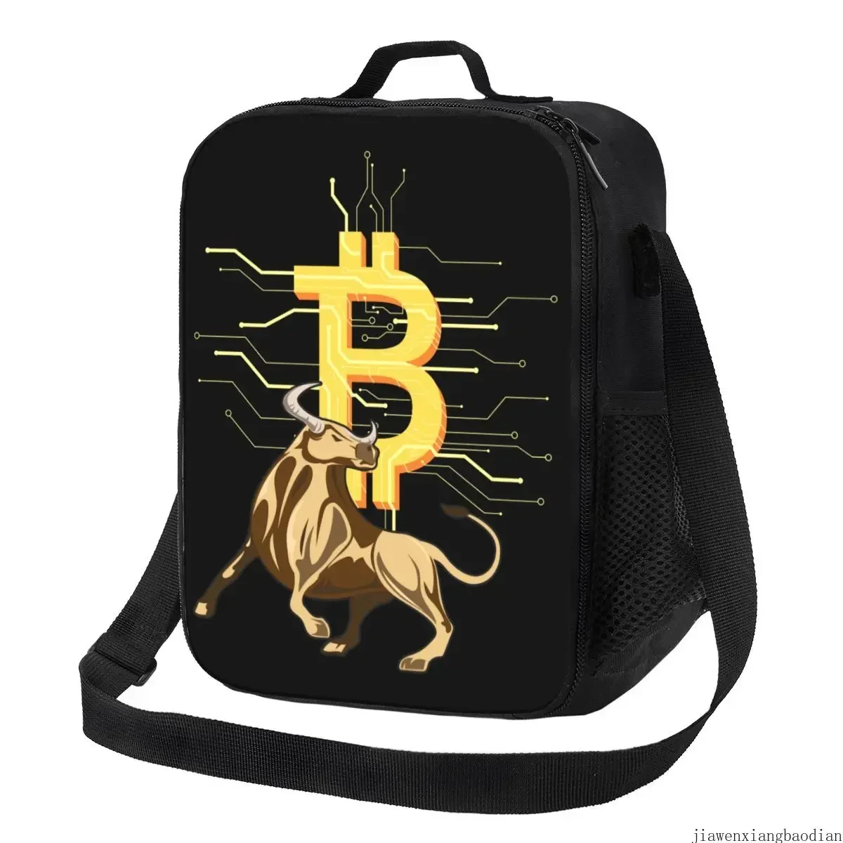 Bitcoin Bull borse per il pranzo con isolamento termico BTC Crypto Currency Tote portatile per la conservazione dei viaggi della scuola di lavoro Bento Food Box