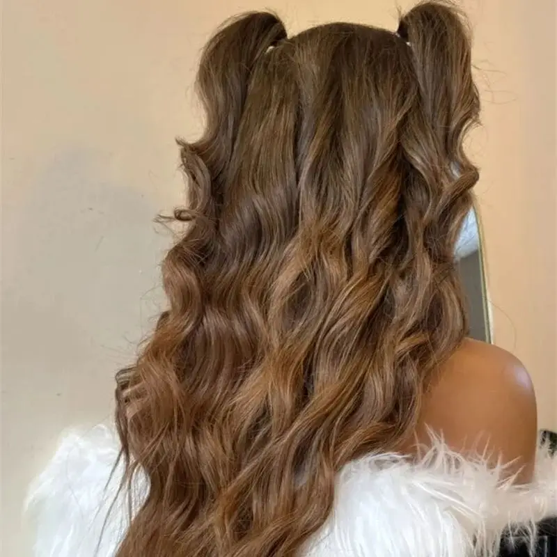 30 بوصة شعر مستعار طويل موجة 13x4 أومبير الكستناء البني يسلط الضوء على Balayage الاصطناعية HD الدانتيل الجبهة الباروكات غطاء متوسط الحجم جاهزة للشحن