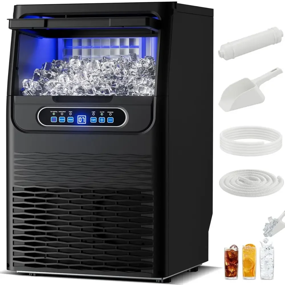 

Настольный льдогенератор из нержавеющей стали - производительность 110 фунтов в день, с совком, фильтром для воды и трубками