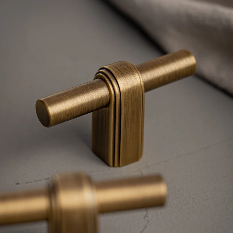 Antique brushed brass wardrobe pull and cabinet knob — supplier illustration 22