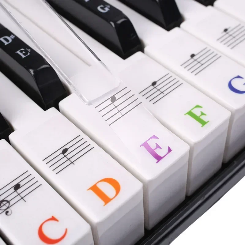 37/49/54/61/88/76 Piano Keyboard Stickers Transparent Electronic Keyboard Key Piano Stave Note Sticker Symbol Tags for Keys