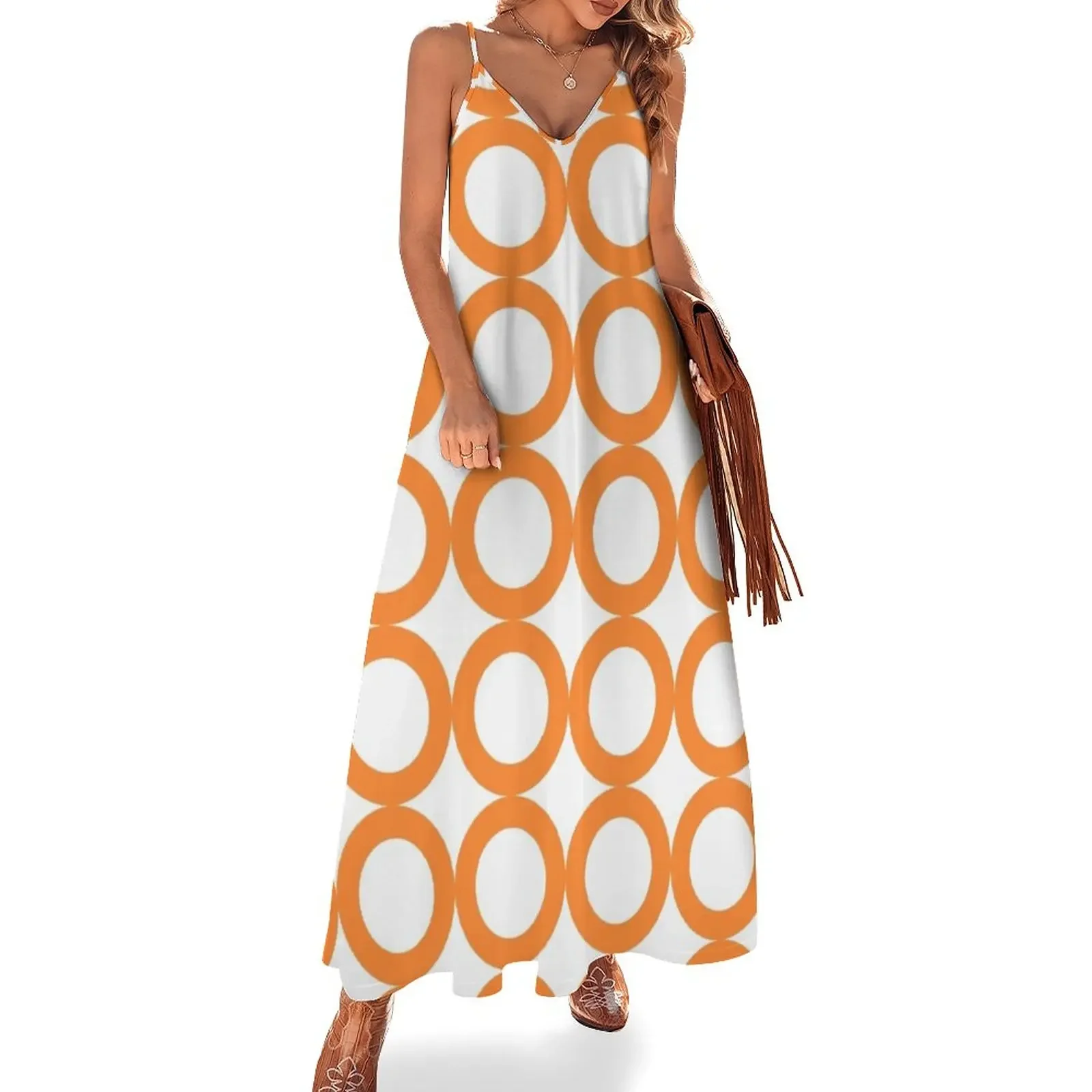 

Orange & White Circle | Mod Sleeveless Dress clothing women summer 2024 dress korean style prom clothes