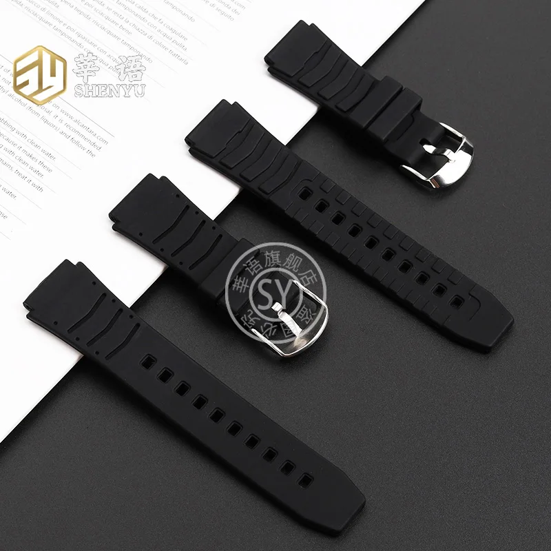 Shenyu Silicone Watchband For Casio MWA-100HD-1A MWD-100H series silicone rubber male Watch strap with Convex Interface 20mm