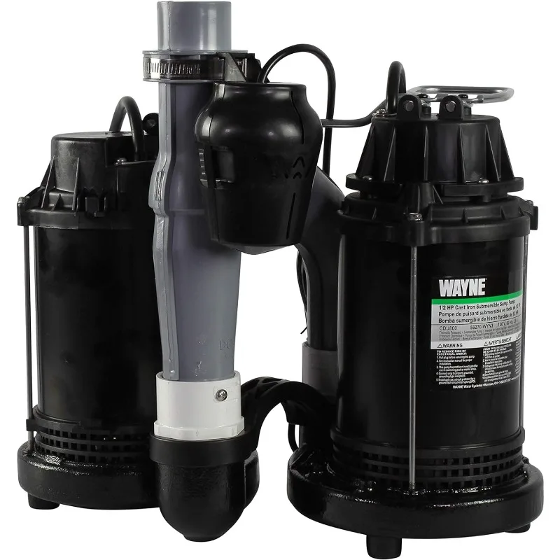 1/2 HP Basement [Sump] [Pump] System with Integrated Vertical Float Switch and 12 Volt [Battery] Back Up Capability,Heavy Duty