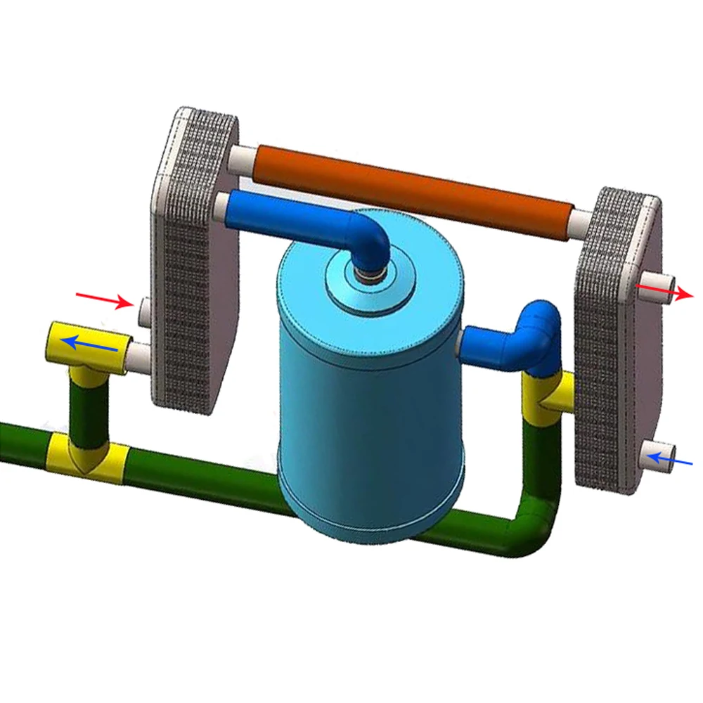 Der Druckluft-Vorkühler (Aufwärmen) des Kalttrockners mit 0,83 Nm3/h ermöglicht die Bedienung des Systems e****mically