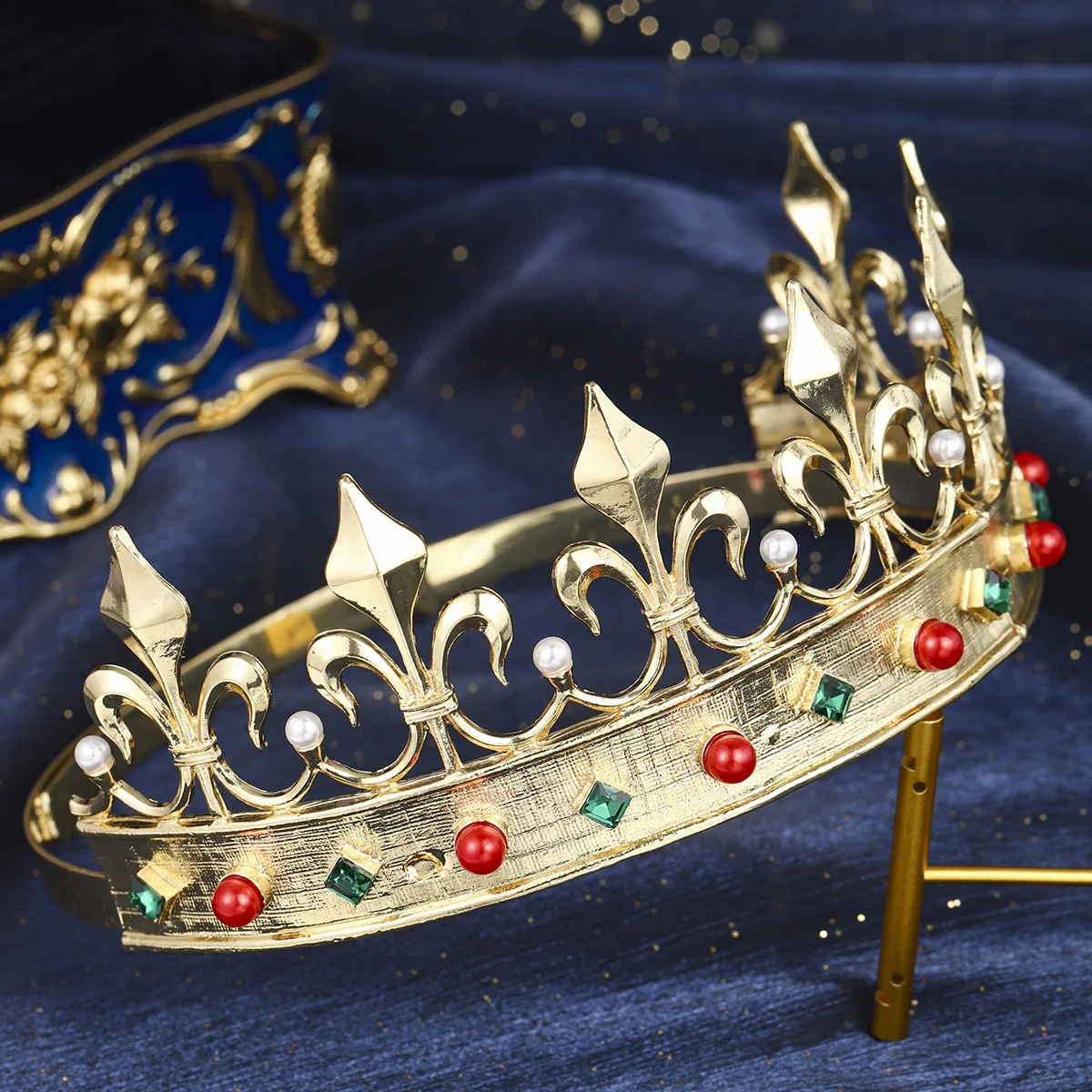 Mode Legierung Luxus Strass männer Krone Vintage Stil Exquisite Kopfschmuck Haar Zubehör Festliche Hochzeit Tiara – Detail 3