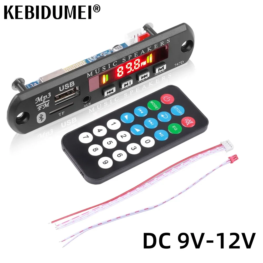 Car DIY 5.0 Bluetooth MP3 WAV Decoder Board DC 12V Wireless USB MP3 Music Player TF Card Slot FM AUX with Mic Handsfree control