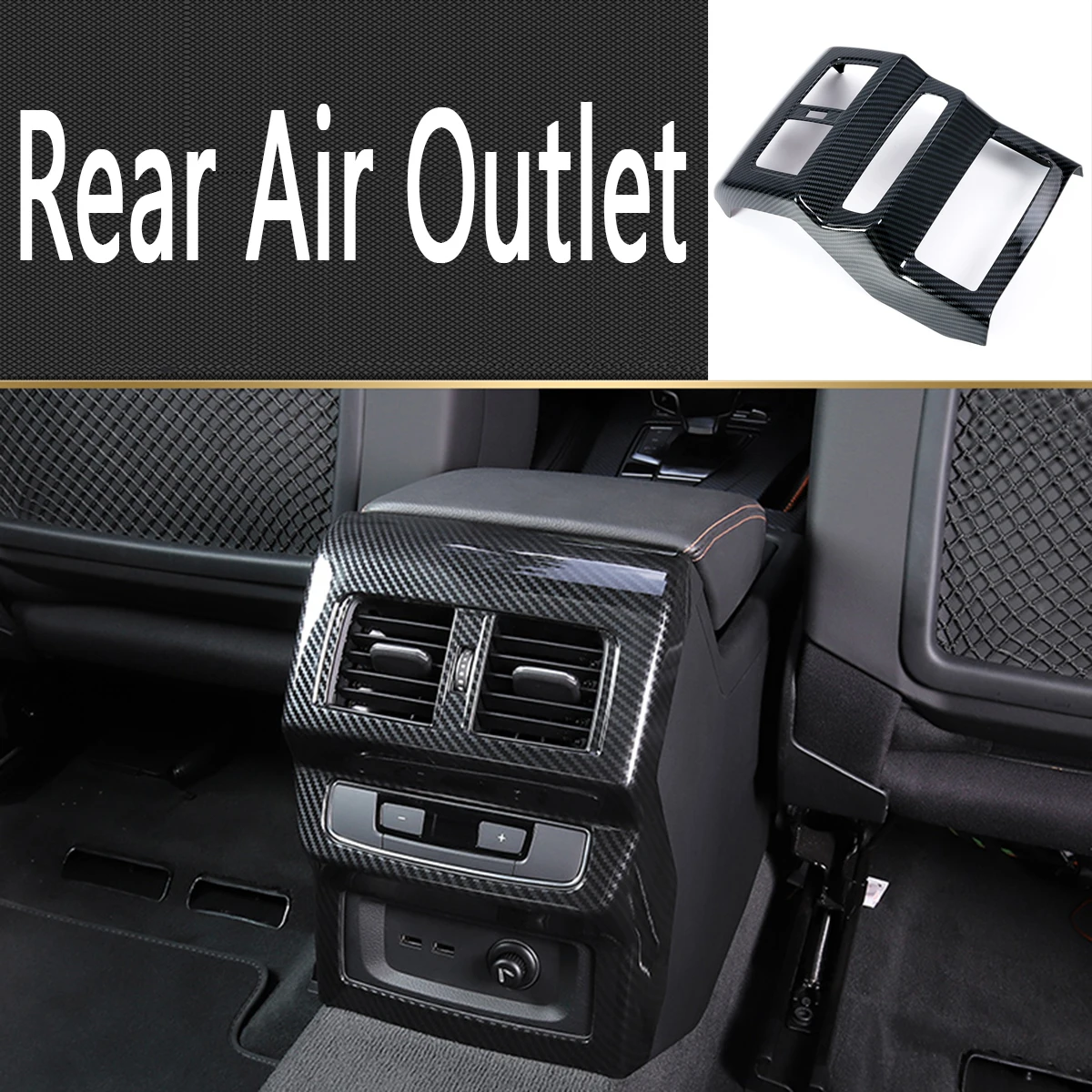 ABS Carbon Fiber Rear Armrest Can Ventilation For Audi Q5 SQ5 Sportback  2017 2018 2019 2020 2021 2022 Accessories