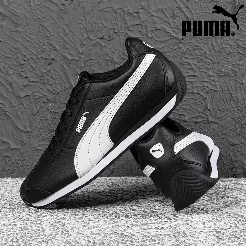 PUMA  Black White Leather Retro Lightweight Non-slip Casual Sneakers Walking Shoes 383037-05