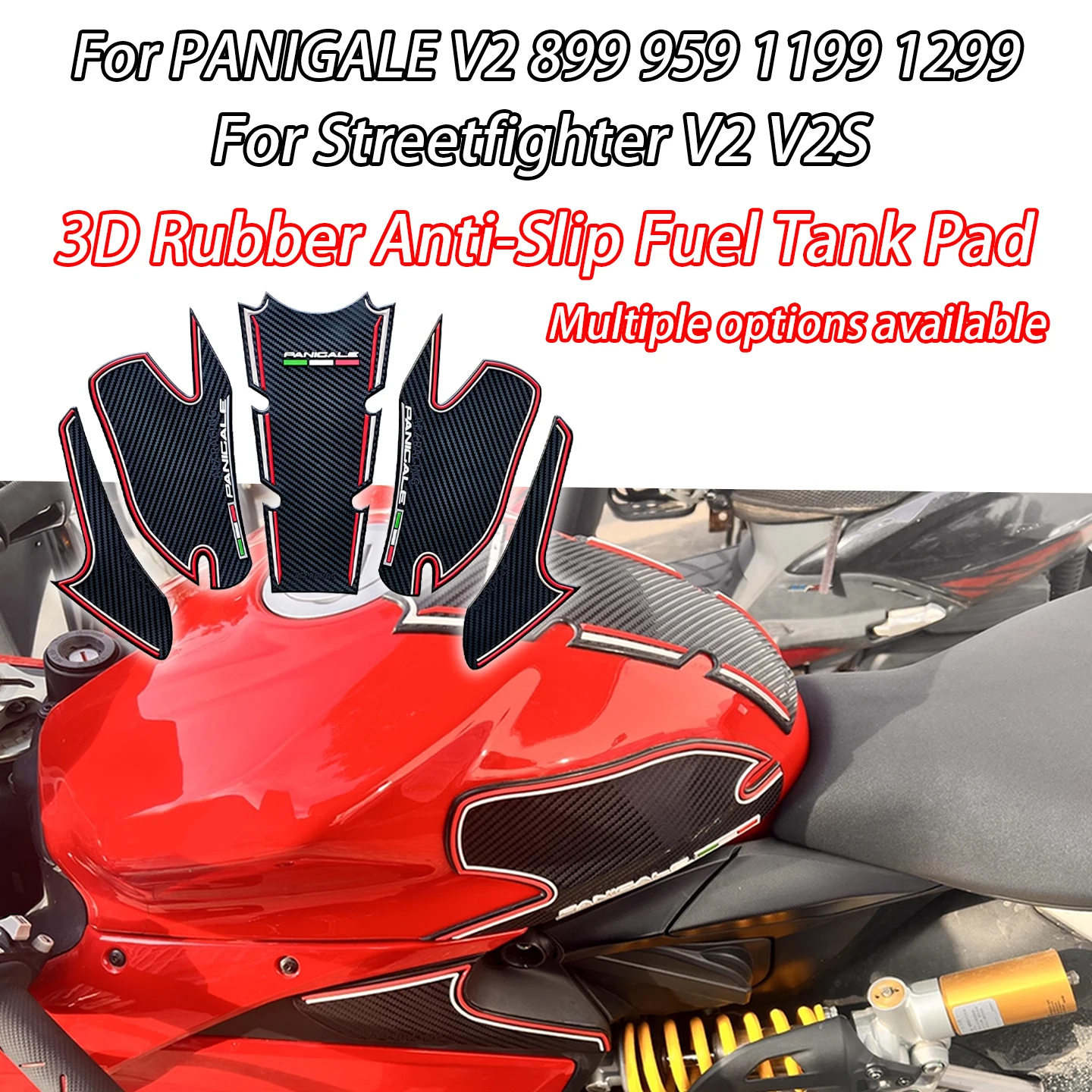 

Motorcycle Fuel Tank Stickers 3D Rubber Anti-Slip Stickers For Ducati Panigale V2 V2B 899 959 1199 1299 Tank Grip Side Stickers
