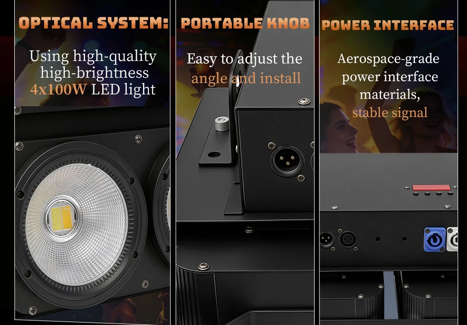 aicpose 4x100W Blinder COB Bühnenlichter Hohe Helligkeit DMX512-gesteuertes LED DJ Disco Beleuchtungssystem – Detail 2