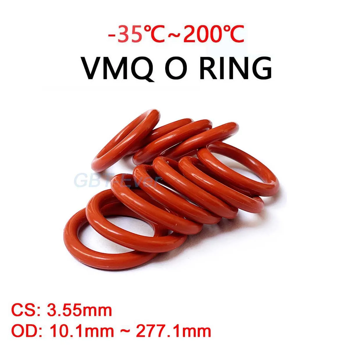 VMQ Red Silicone O-Ring Gasket CS 3.55mm Silicon O Ring Washer Food Grade Sealing Ring OD 10.1mm~277.1mm Waterproof & Insulated