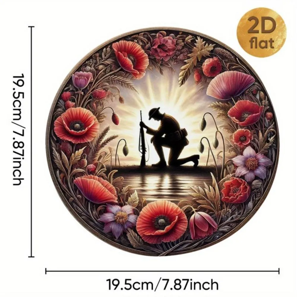 لافتة حديقة ألومنيوم مستديرة وطنية مقاس 19.99 × 19.99 سم - ديكور حديقة خارجي هدية مثالية لأصدقاء العائلة في يوم التذكارية/المضربين