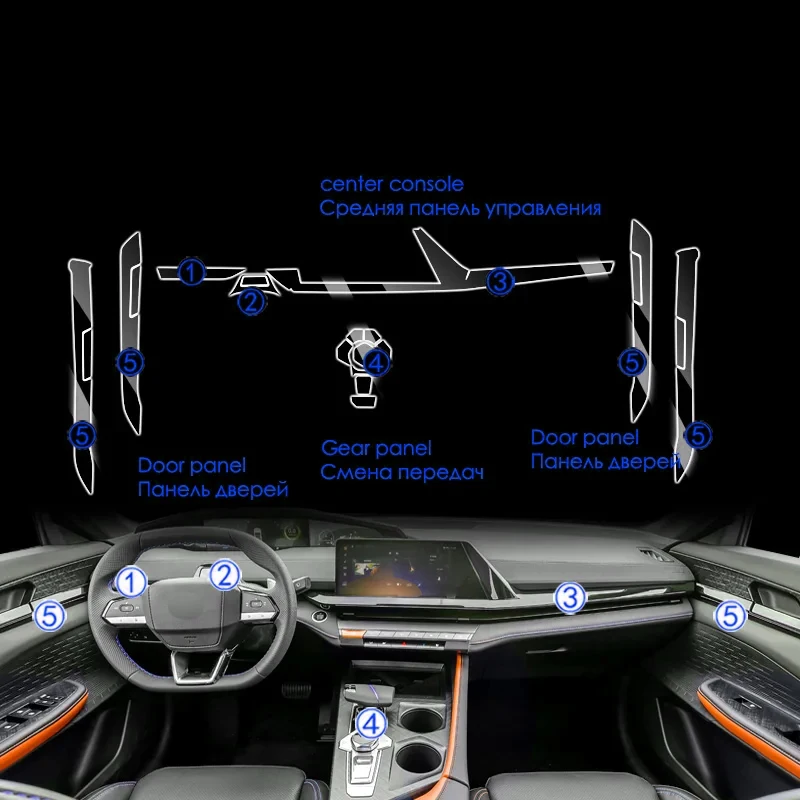 Tpu Transparent Film Car Interior Protection Sticker Center Control Navigation Gear Door Windows Panel for Changan UNIV UNI V