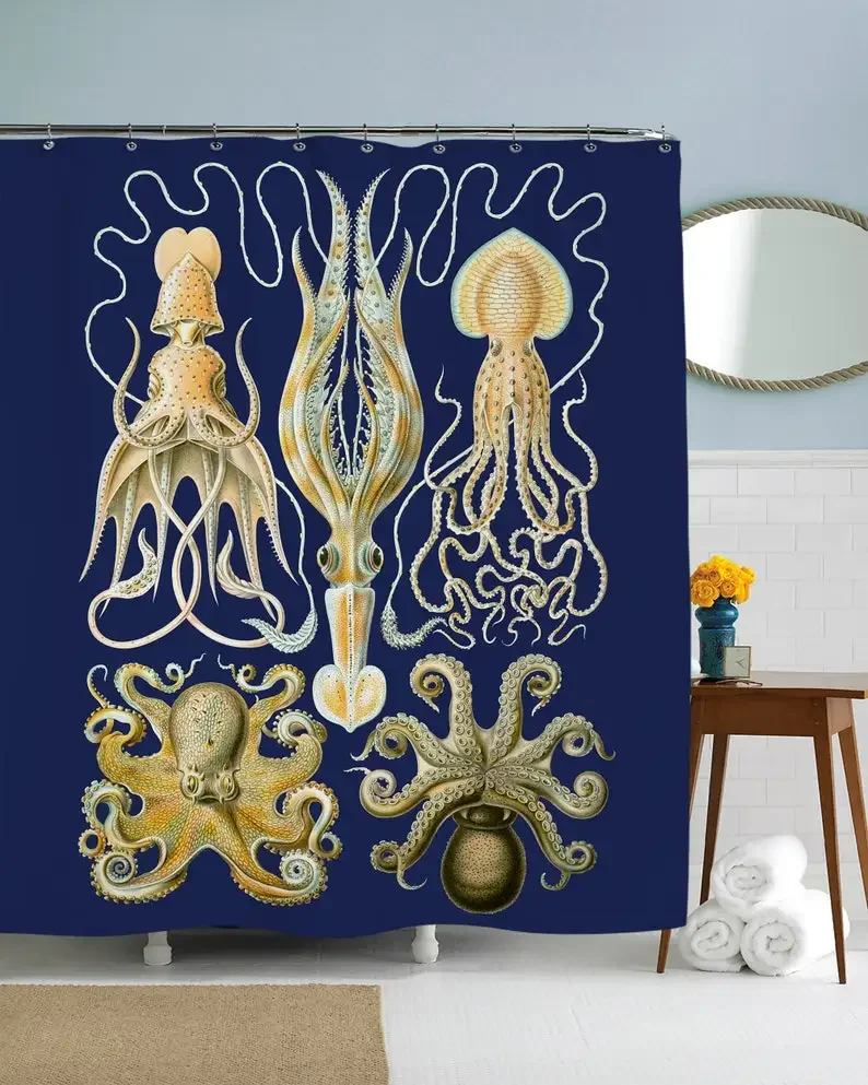 Kraken Octopus Art Bathroom Decor Squid By Ho Me Lili Shower Curtain Underwater Ocean Artwork Gifts Durable