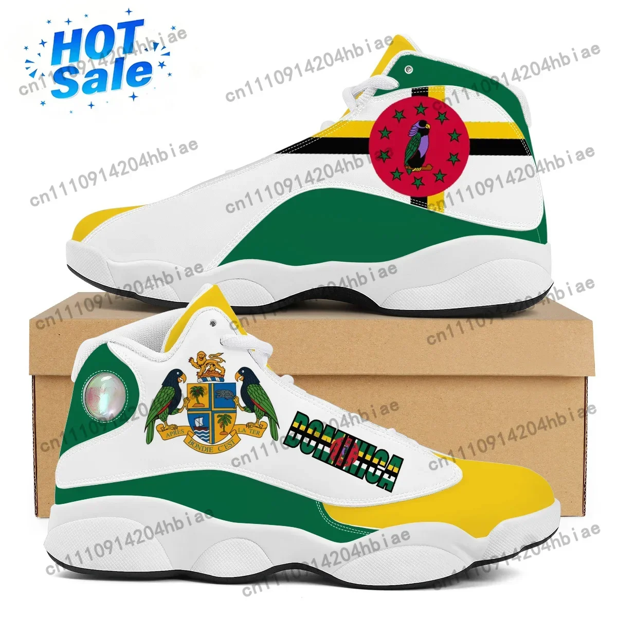 DOMINICA Flag Print Custom Cool Mens Womens Basketball Sneakers Custom POD Tennis Shoes for Male Teens High Quality Sneakers