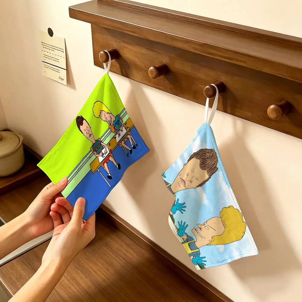 Funny B-Beavis and BUTT-HEAD Hanging Polyester Cotton Towel, Reusable Hand Wiping Cloth, Wear Resistant for Home Kitchen Sink