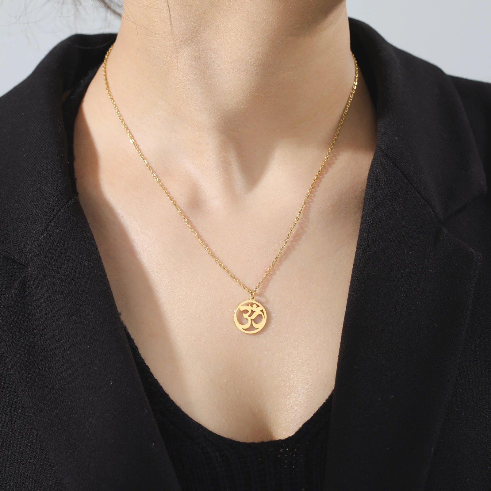 Dawapara Indien Tamil Om Symbol mit Dreizack Anhänger Edelstahl Halskette Om Shiva Symbol Yoga Vintage Talisman Schmuck – Detail 14