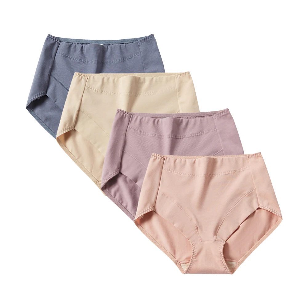 4pcs Women's High Waited Underwear Cotton Knickers Ladies Briefs Comfy Breathable Panties Full Coverage Soft Comfortable Panty