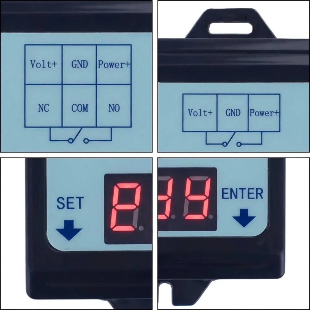DC Voltage Controlled Timer Relay 6V-80V Input with Output Contacts for Load Discharge and Power Monitoring Systems