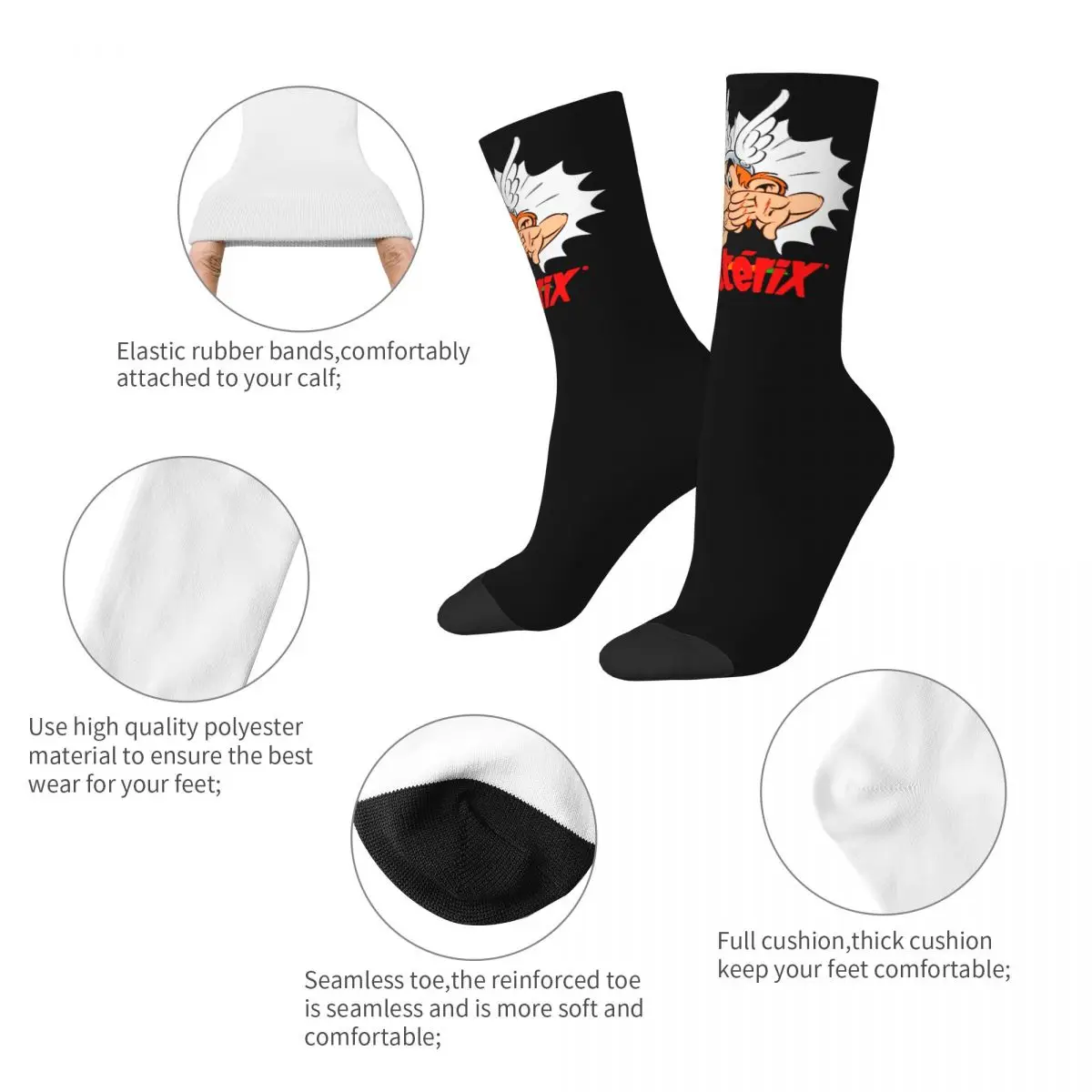 Winter Warm Crazy Design Women Men Asterix And Obelix Manga Socks Anime Cartoon Non-slip Basketball Socks