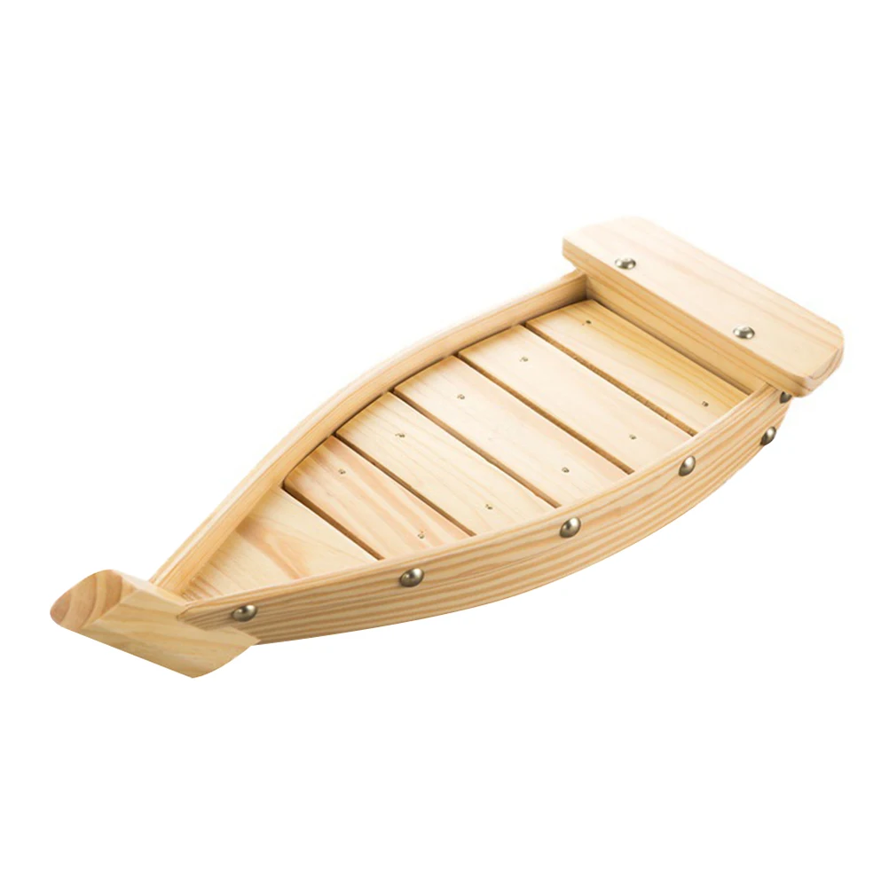 

Beige Wooden Sushi Serving Boat Decorative Sashimi Tray Dining Plate For Japanese Restaurant Use Wooden Serving Dish Sushi Plate