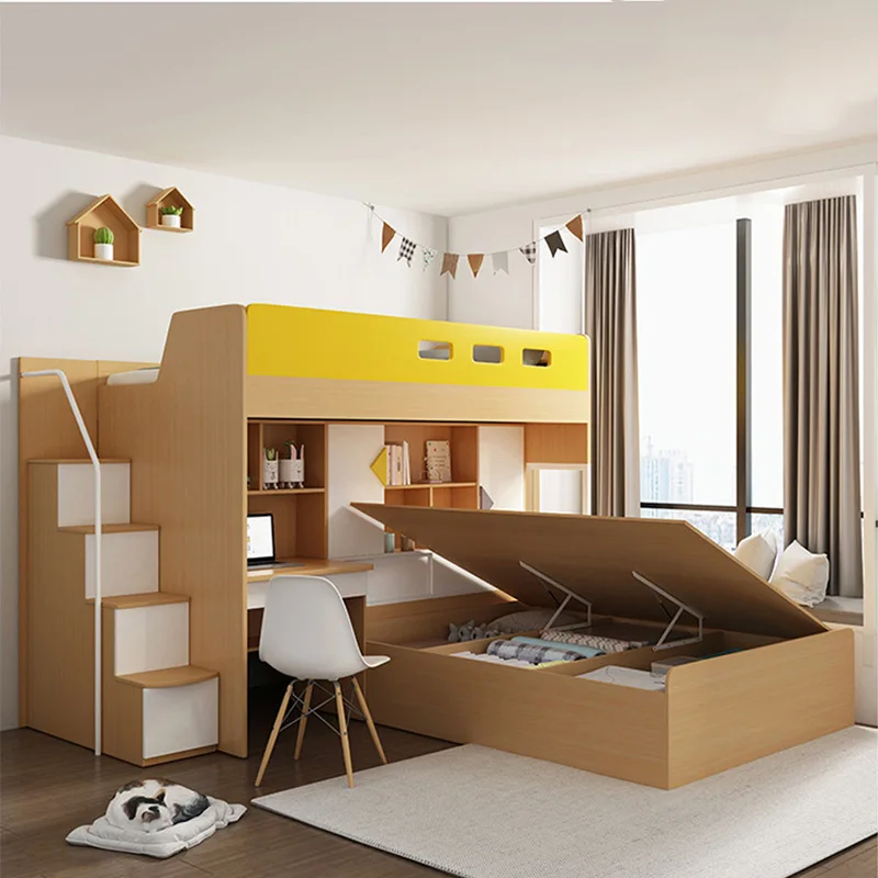 

Get on and off the bed, combination multi-functional tatami high and low saving space double layer staggered