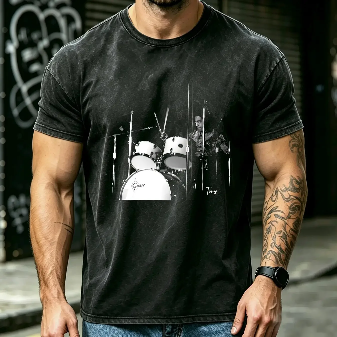 washed T Shirt Tony Williams Jazz Drummer long or short sleeves vintage Washed graphic Breathable fashion Unisex Versatile
