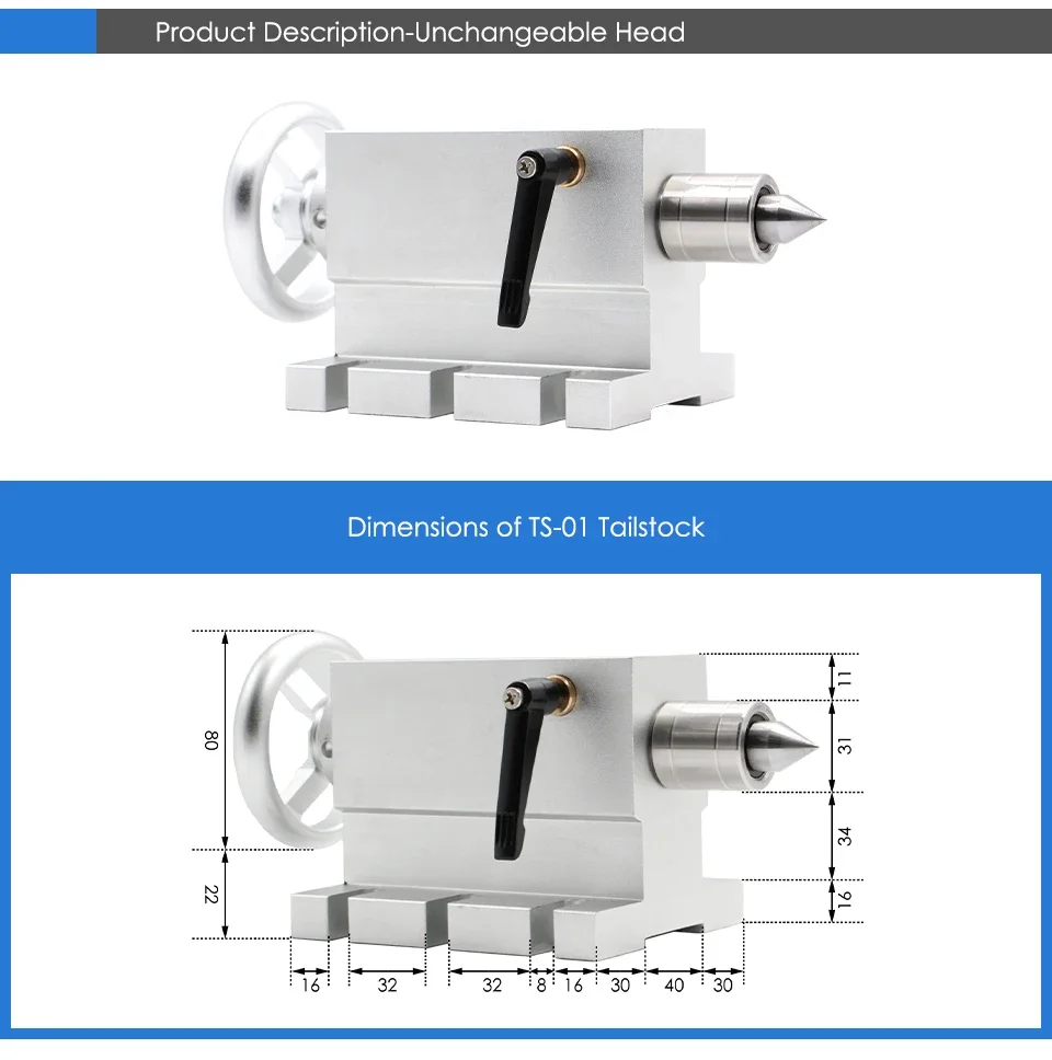 Customize Nema23 3/4Jaw 130mm CNC 4th Axis CNC Dividing Head/Rotation Axis/A Axis Kit & Tailstock for CNC Machine