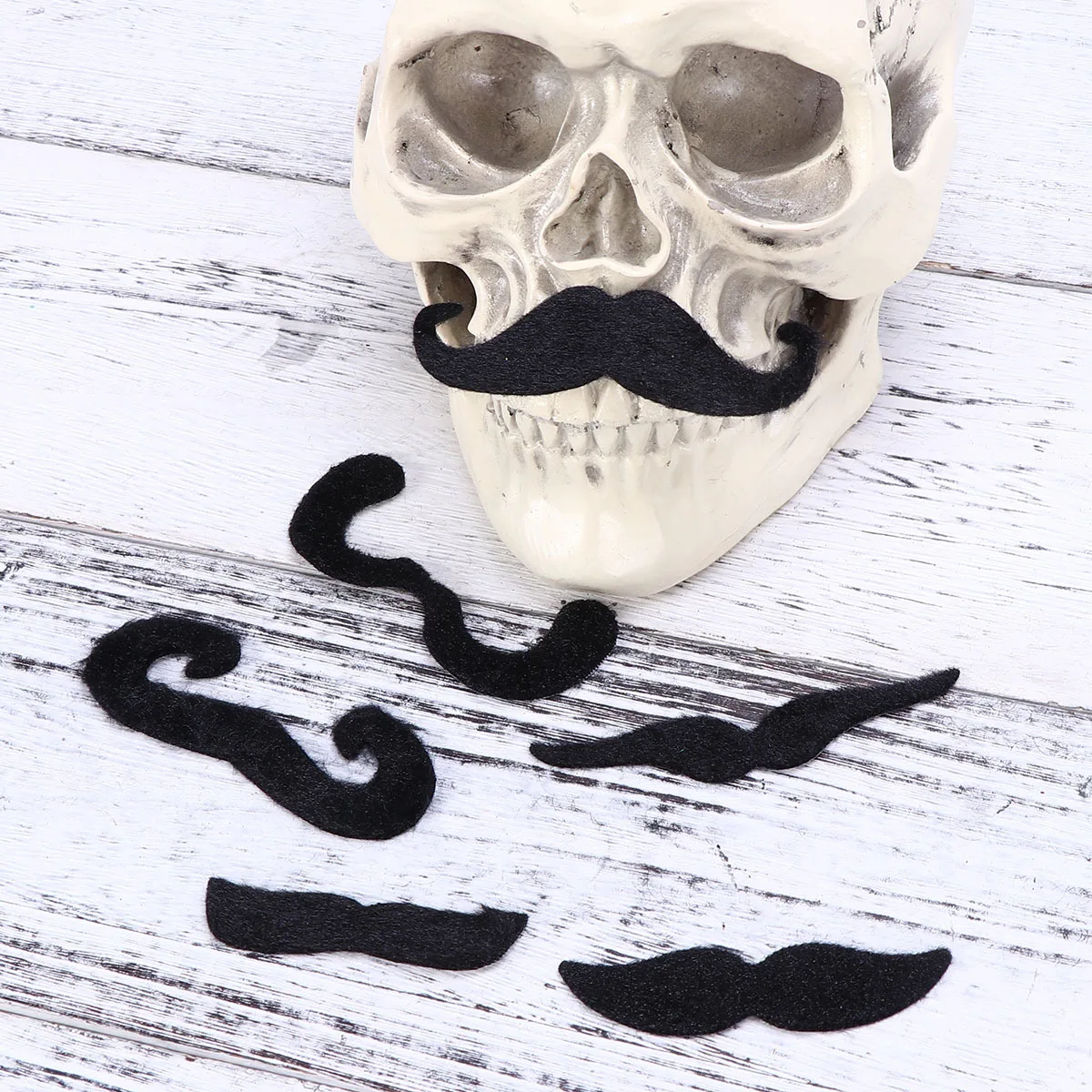 6Pcs Fake Beard Costume Party Black Adhesive Mustache Kit Natural Look Long Sticky Fun Whisker for Men Women Kids