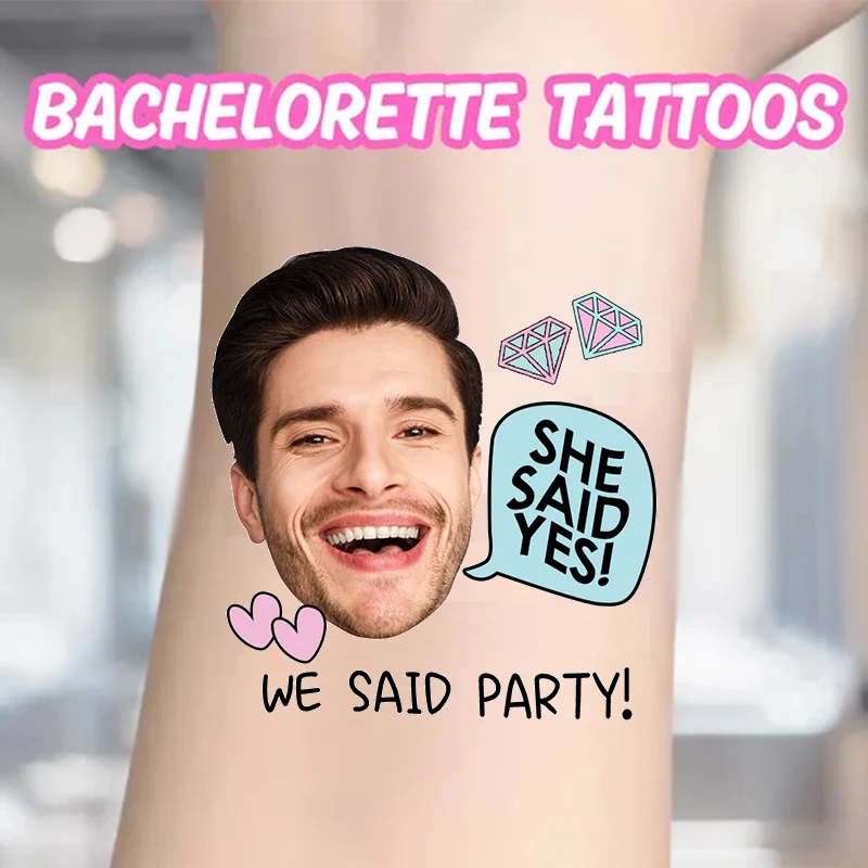 15 pièces tatouages temporaires personnalisés pour enterrement de vie de jeune fille personnalisé mariage mariée et marié visage Photo tatouages cadeaux de fête de mariage