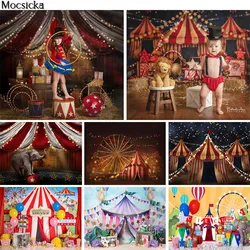 Circus Theme Birthday Party Backdrops Child Portrait Baby Shower Background Circus Carnival Neon Lights Decor Photography Props