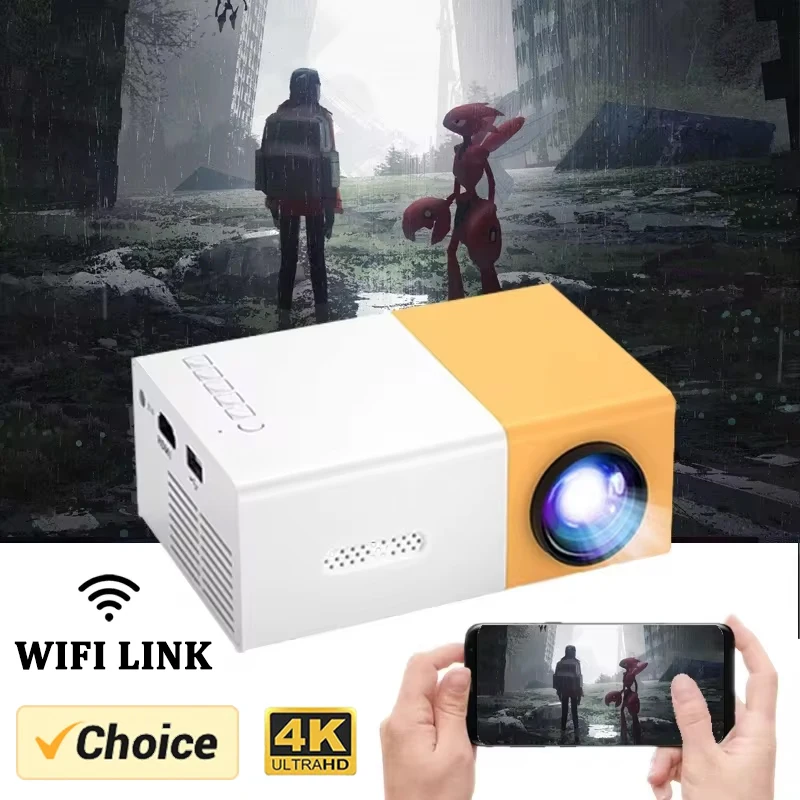 YG300 MINI Projector Portable Home Theater Smart TV Laser Beamer 3D Cinema LED Videoprojector for 4k 1080P Movie Via HD Port