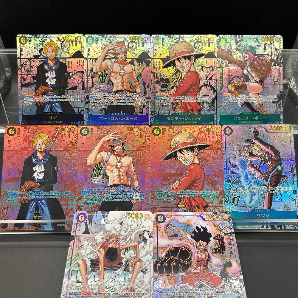 

Anime OPCG Collection Card Japanese Monkey D Luffy EB02-061 OP13-118 SEC Sanji Manga Refractive Color Flash Card Child Gifts Toy