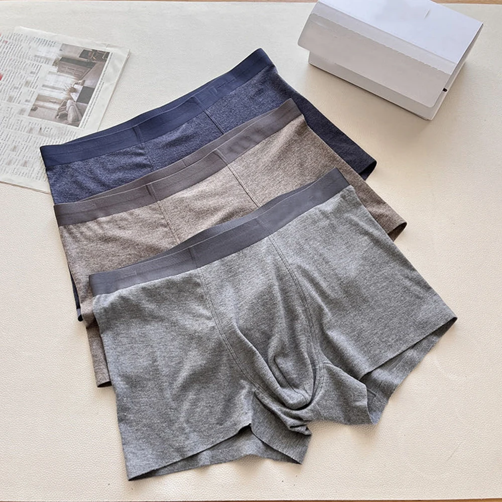 Men's Mid-High Waist Briefs Underwear Smooth Seams Winter Wear  Color Fabric Comfortable Soft Boxer Shorts Pack of Three