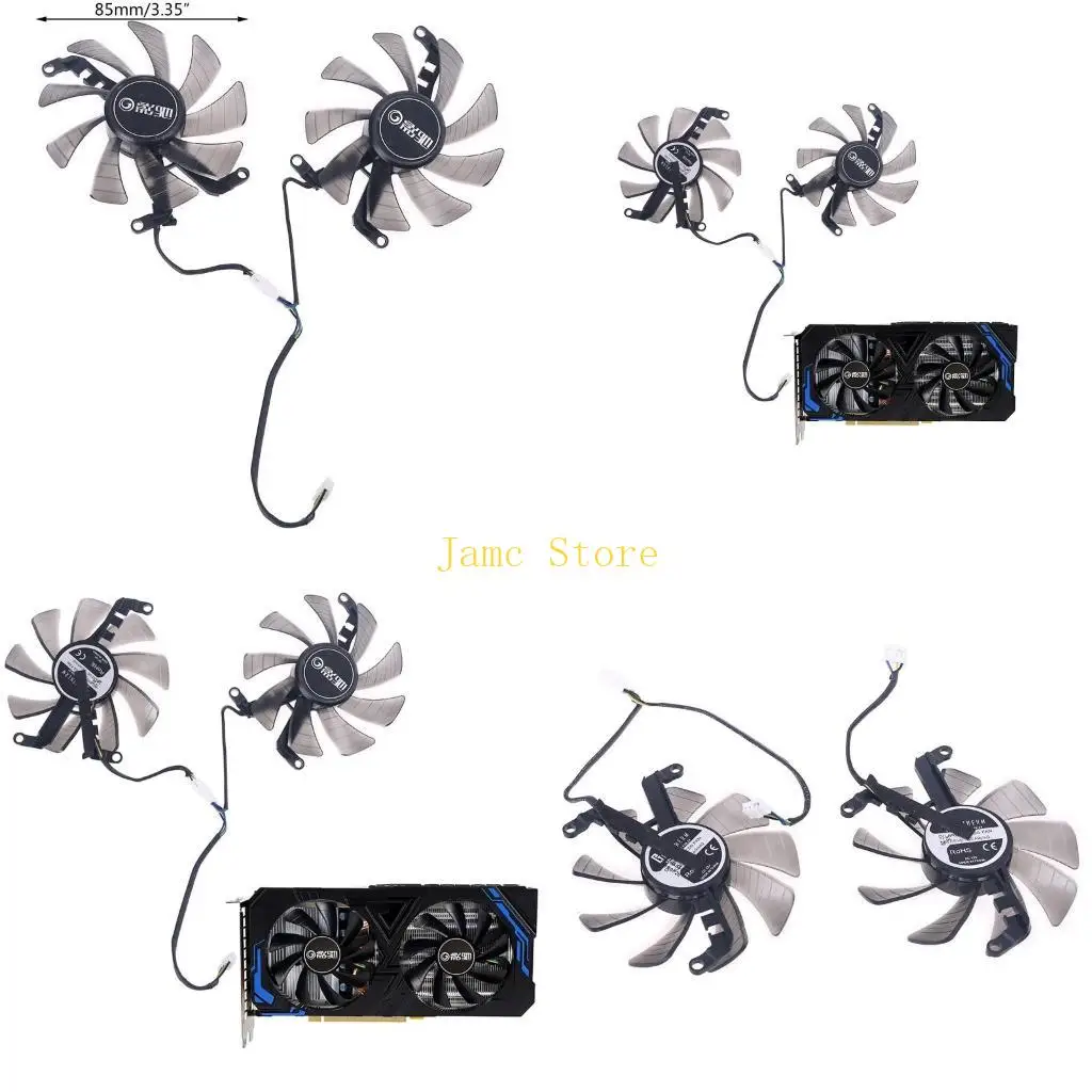 LX0B 1 Pair 85mm 4Pin Cooler Fan Replacement for Galax GeForce 1660 2060 2070 Graphics Card Cooling Fan